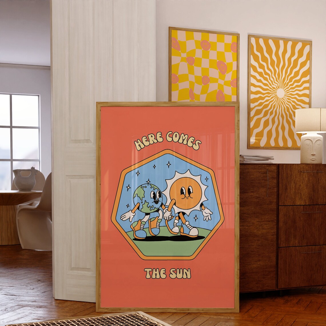 Here Comes The Sun Character Print, Retro Aesthetic - Image 5