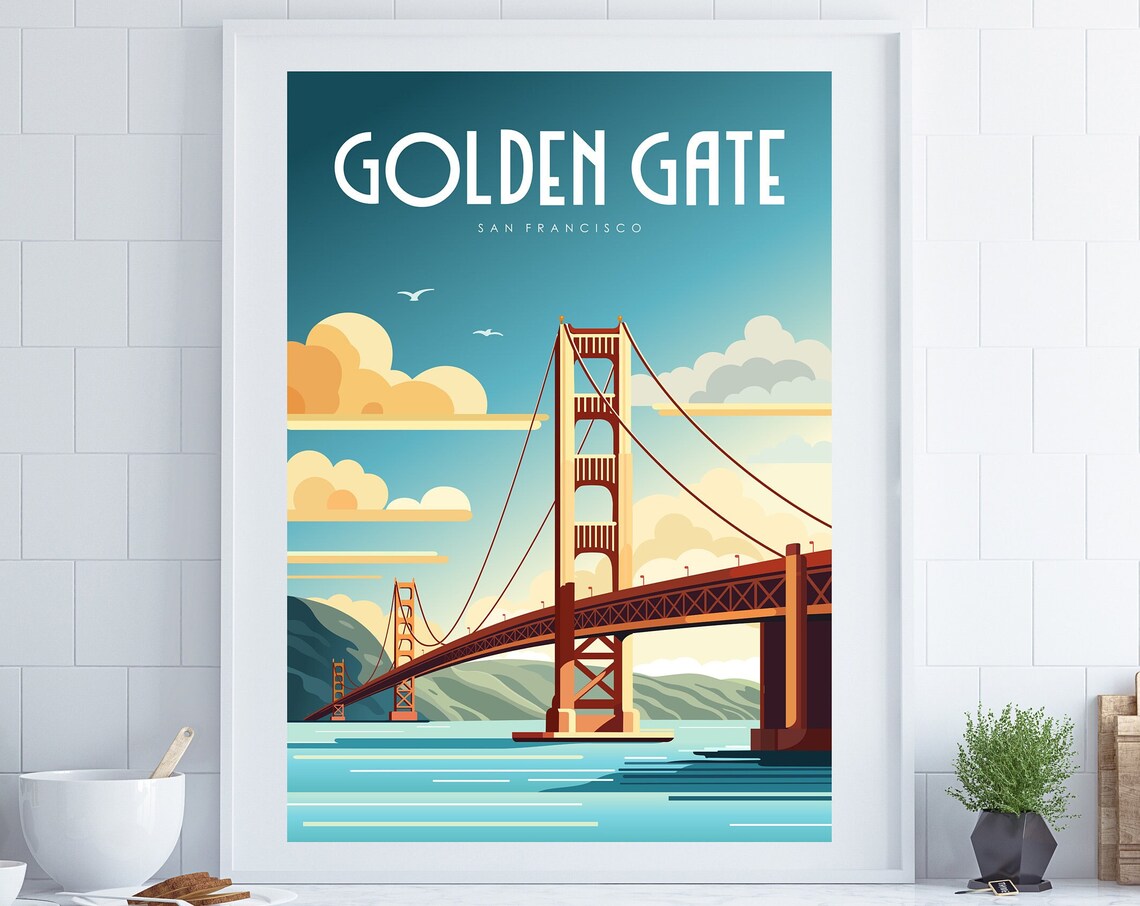 San Francisco Golden Gate Retro Travel Poster