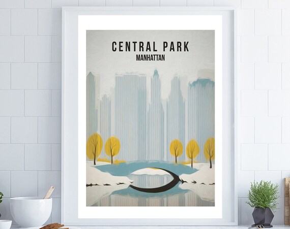 Central Park New York Travel Poster, Manhattan