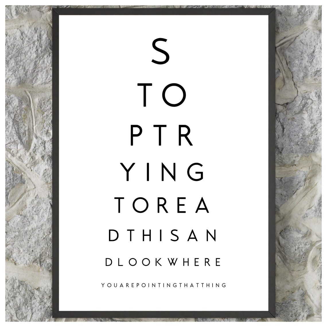 Wall Art Print Funny Eye Test Bathroom Print Bathroom Decor Amusing Poster Silly Wall Decor