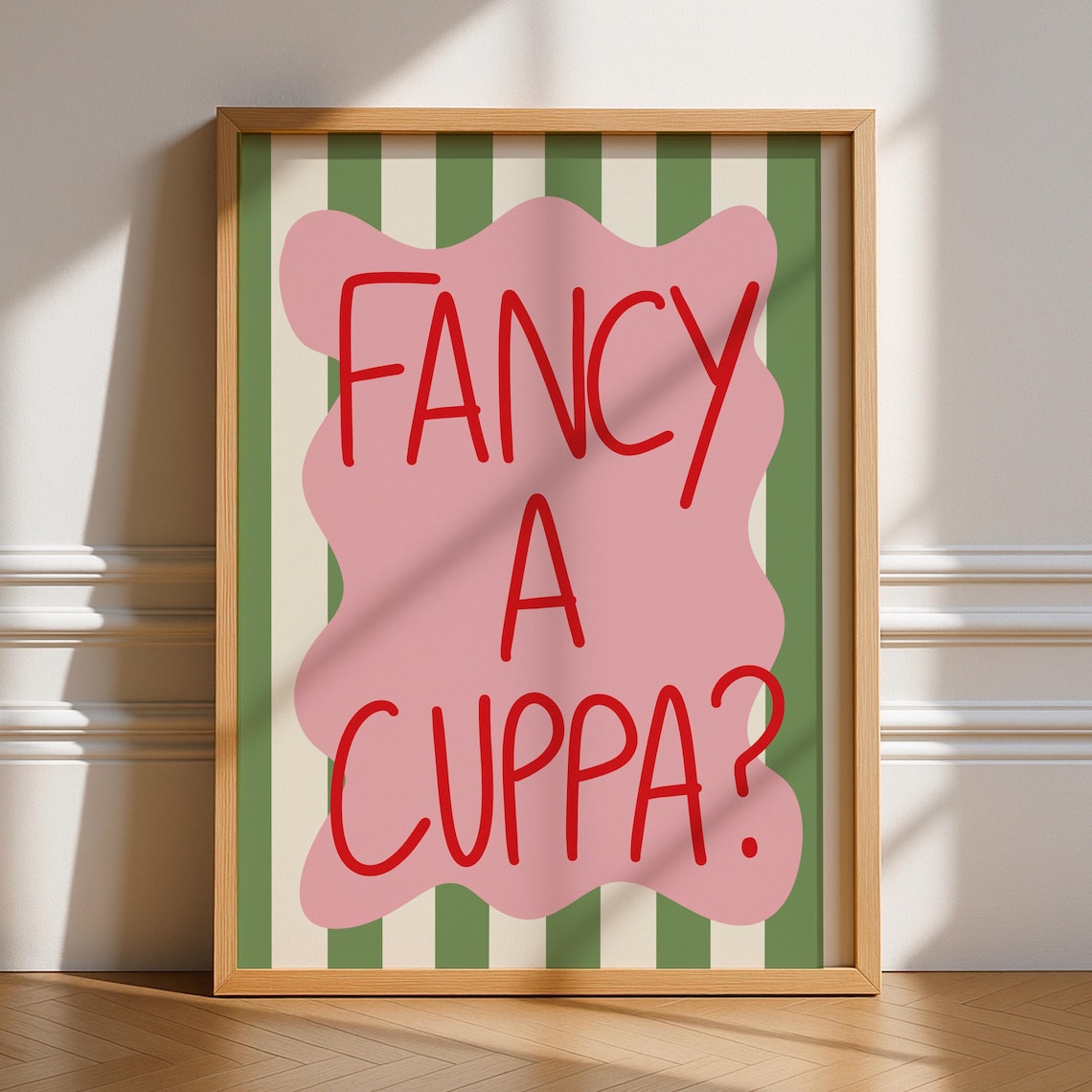 Fancy A Cuppa Typography Kitchen Art Print