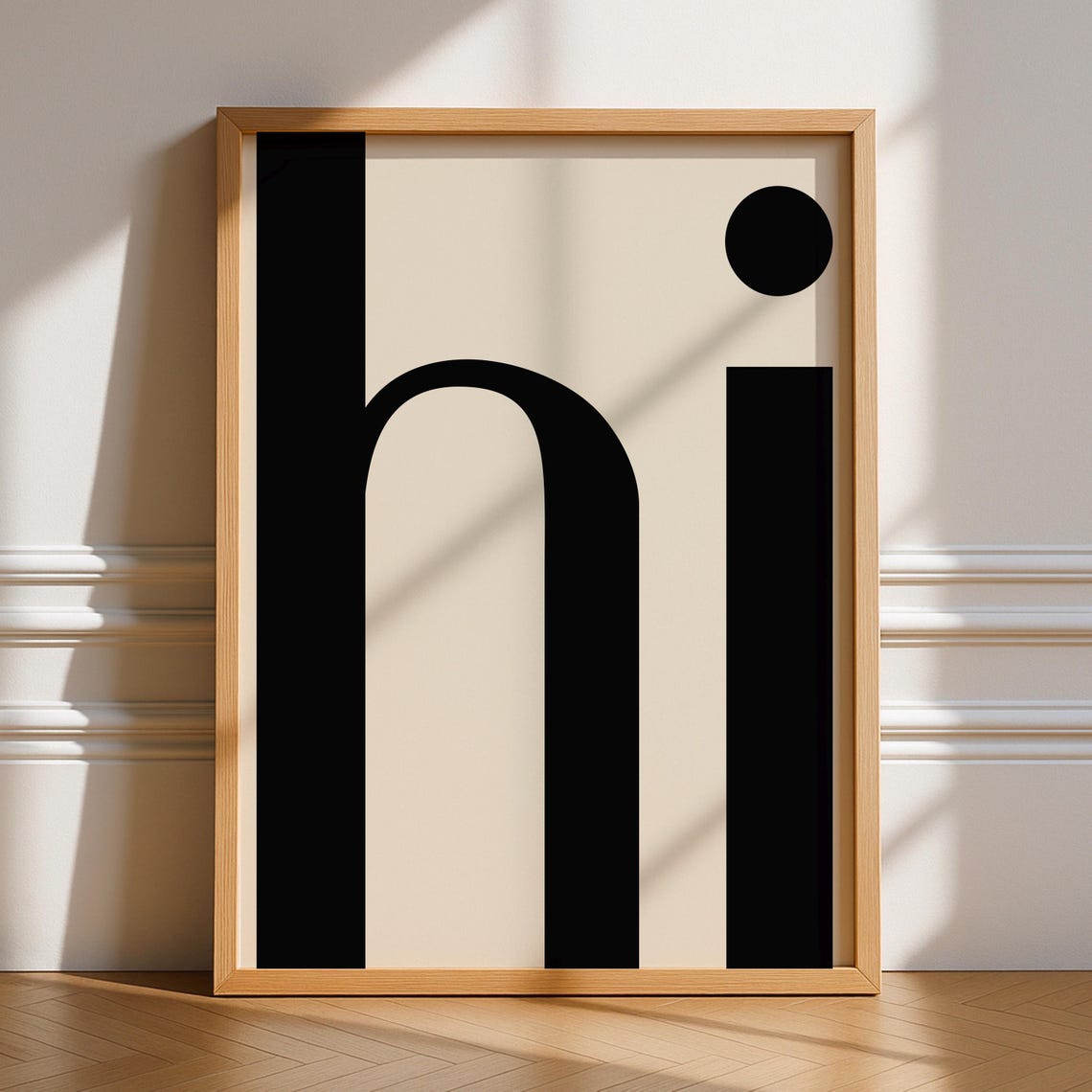 Bold Oversized Hi Typography Poster Black Cream Minimalist Decor