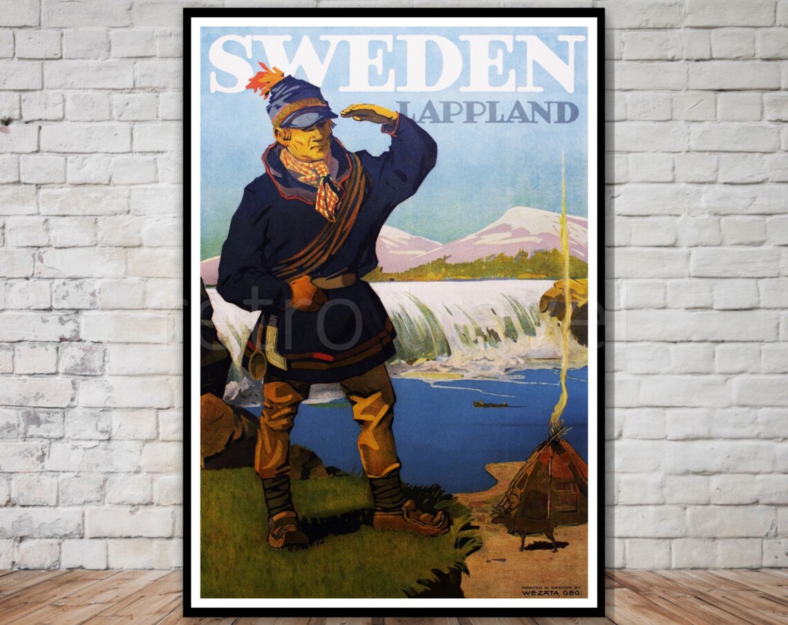 Lapland Sweden Travel Poster Instant Vintage Lappland Poster Retro Travel Print Lapland Travel Poster