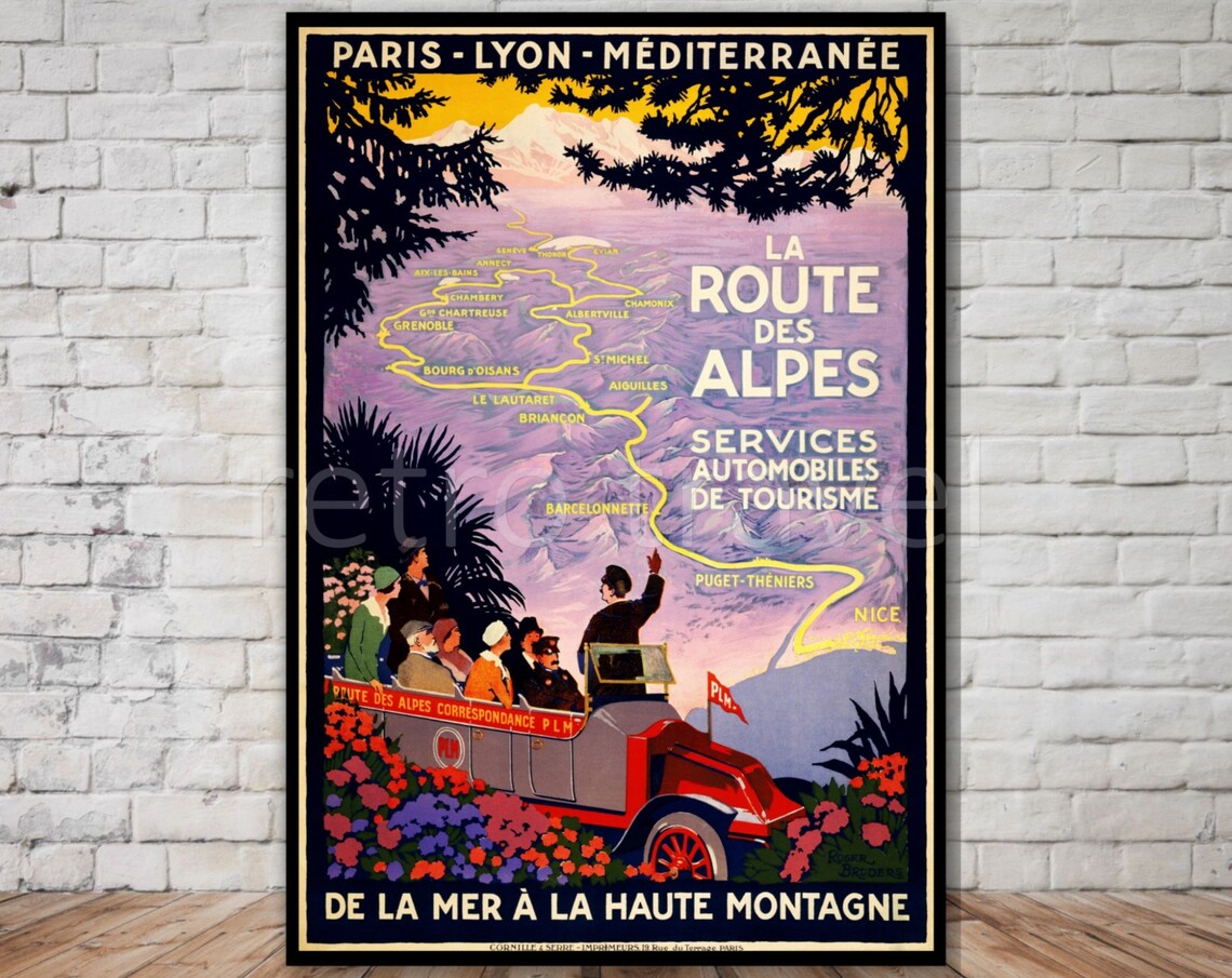 La Routes Des Alpes Vintage French Travel Poster