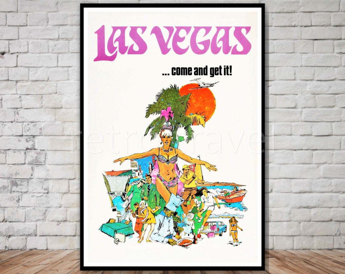 Las Vegas Travel Poster Instant Dancer Tennis Golf Boating Travel Poster Vintage Las Vegas Travel Art