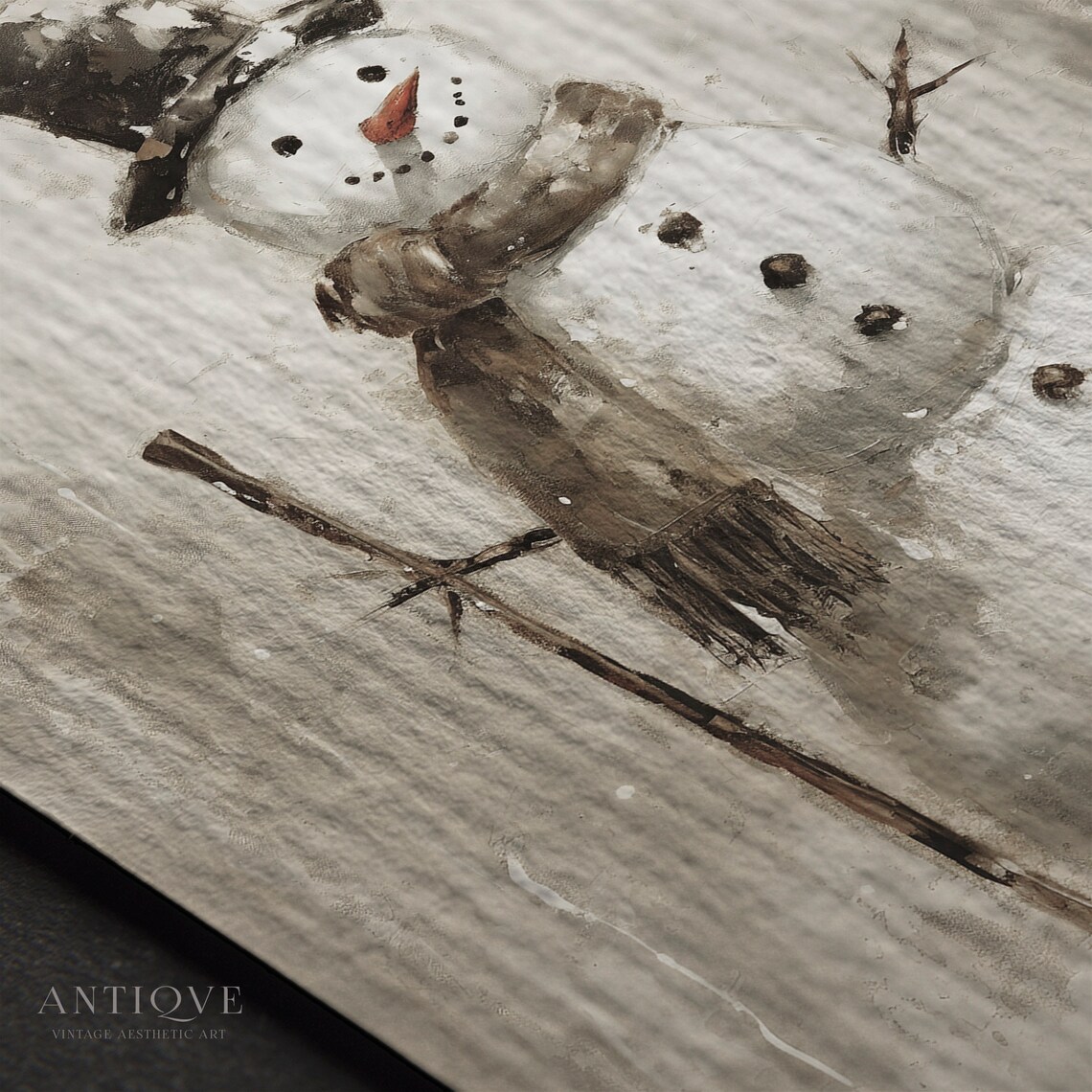 Snowman Christmas Painting Rustic Christmas Poster - Image 3
