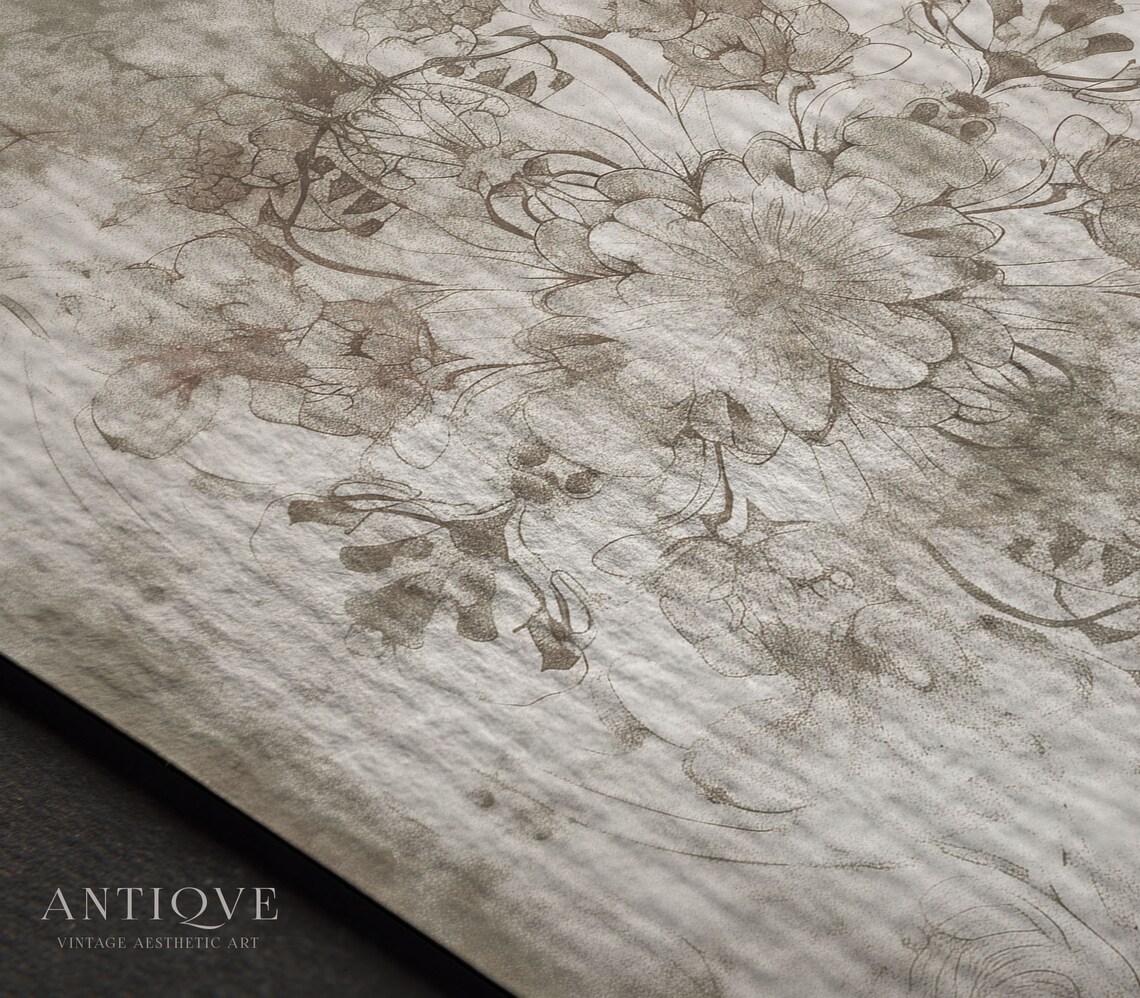 Floral Faded Fabric, Neutral Palette Art Print - Image 2