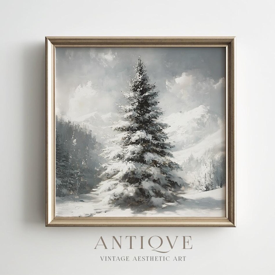 Fir Tree Painting Print, Snow-Covered Farmhouse Decor - Image 4