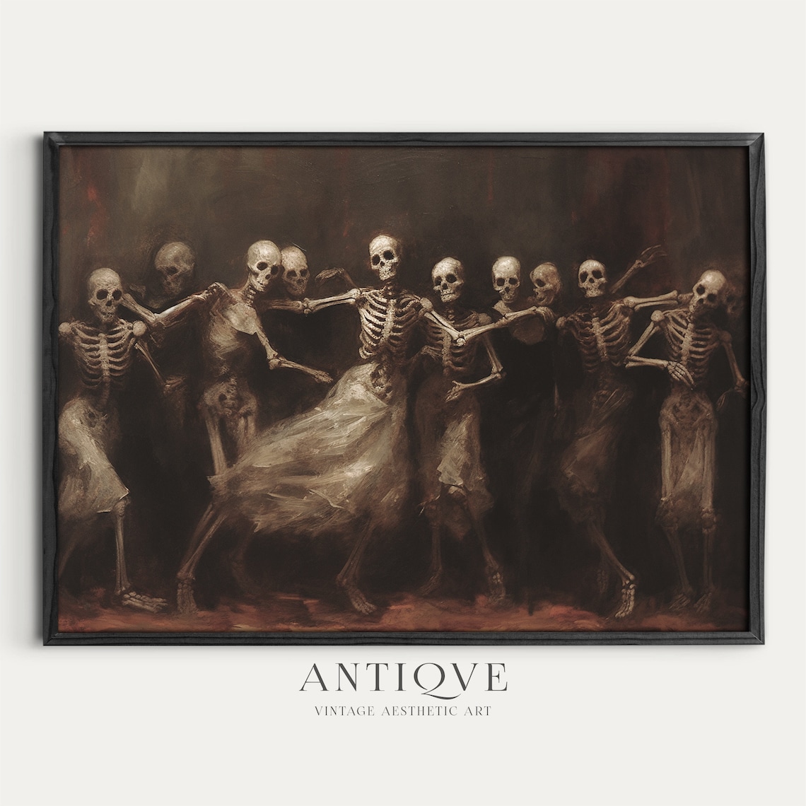 Skeletons Partying Dance of the Dead Halloween Art Print