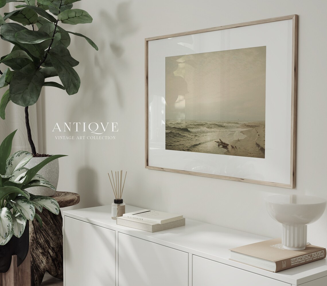 Antique Coastal Vintage Sea Waves Art Print - Image 4
