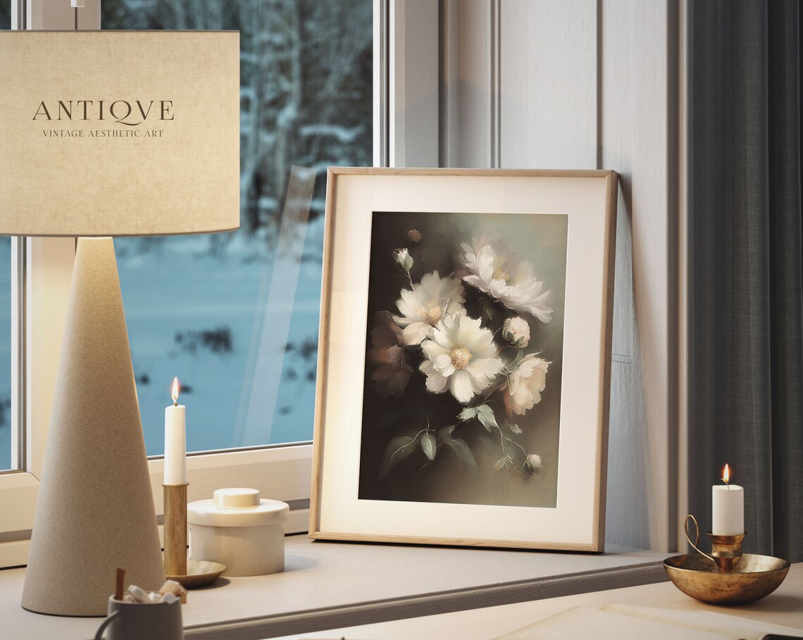 White And Pink Flowers Still Life Art Print - Image 4