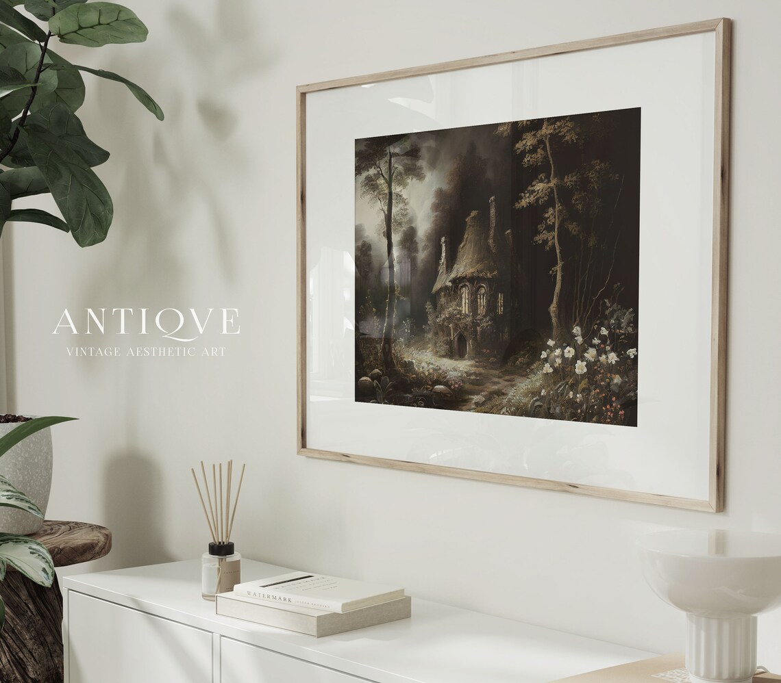 Magical Dark Cottage in the Forest, Vintage Art Print - Image 4