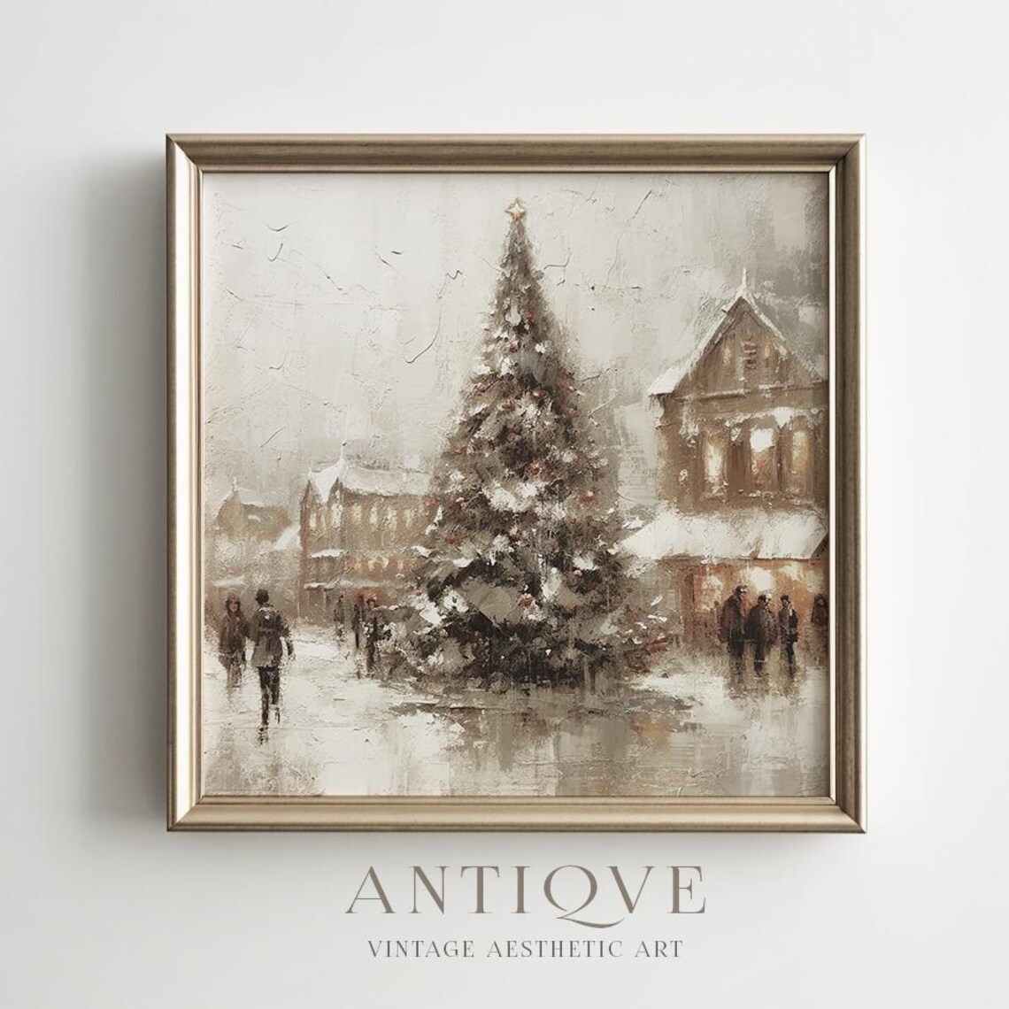 Christmas Town Square, Rustic Christmas Decor Art Print - Image 4
