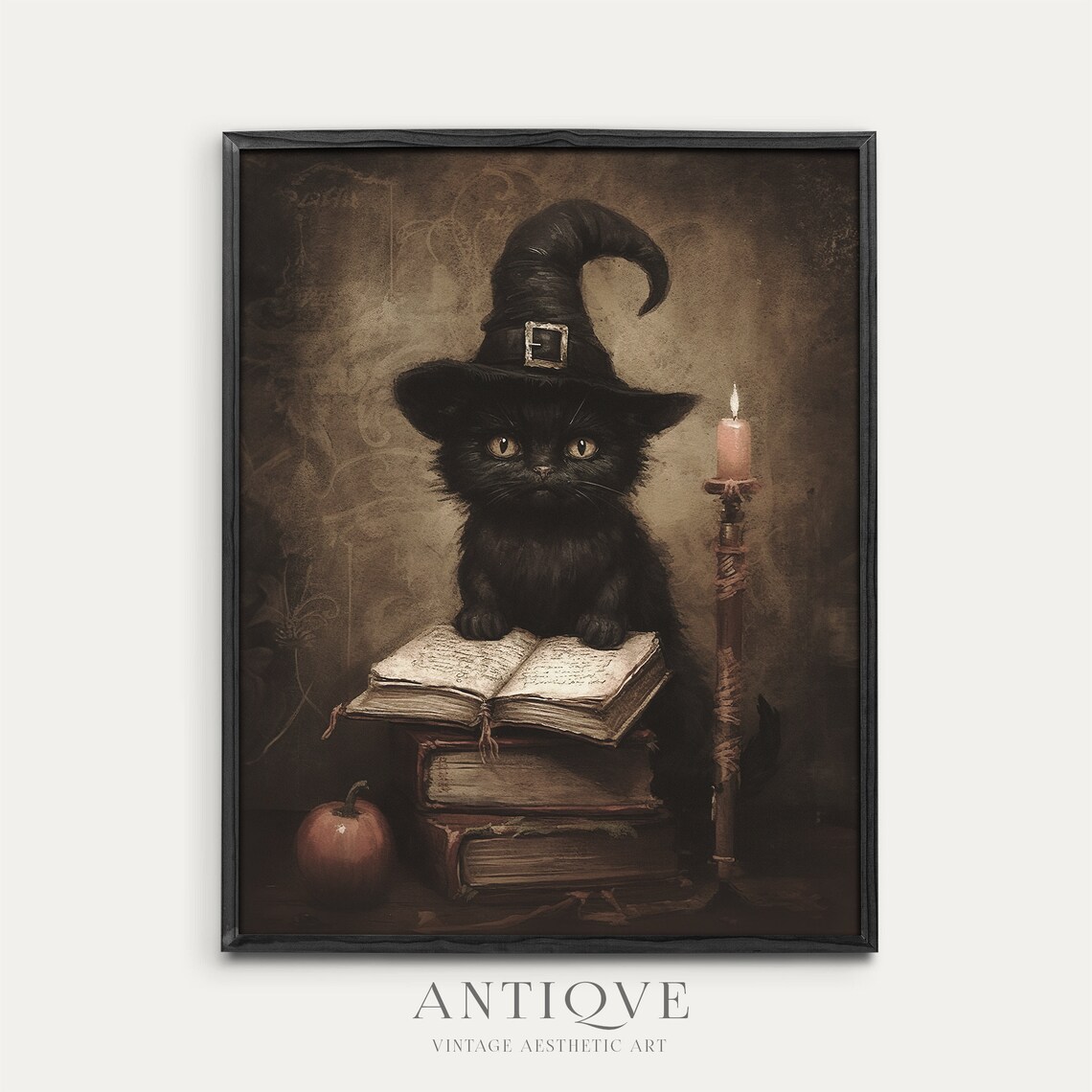 Black Cat Halloween Art Print, Whimsical Cat - Image 3
