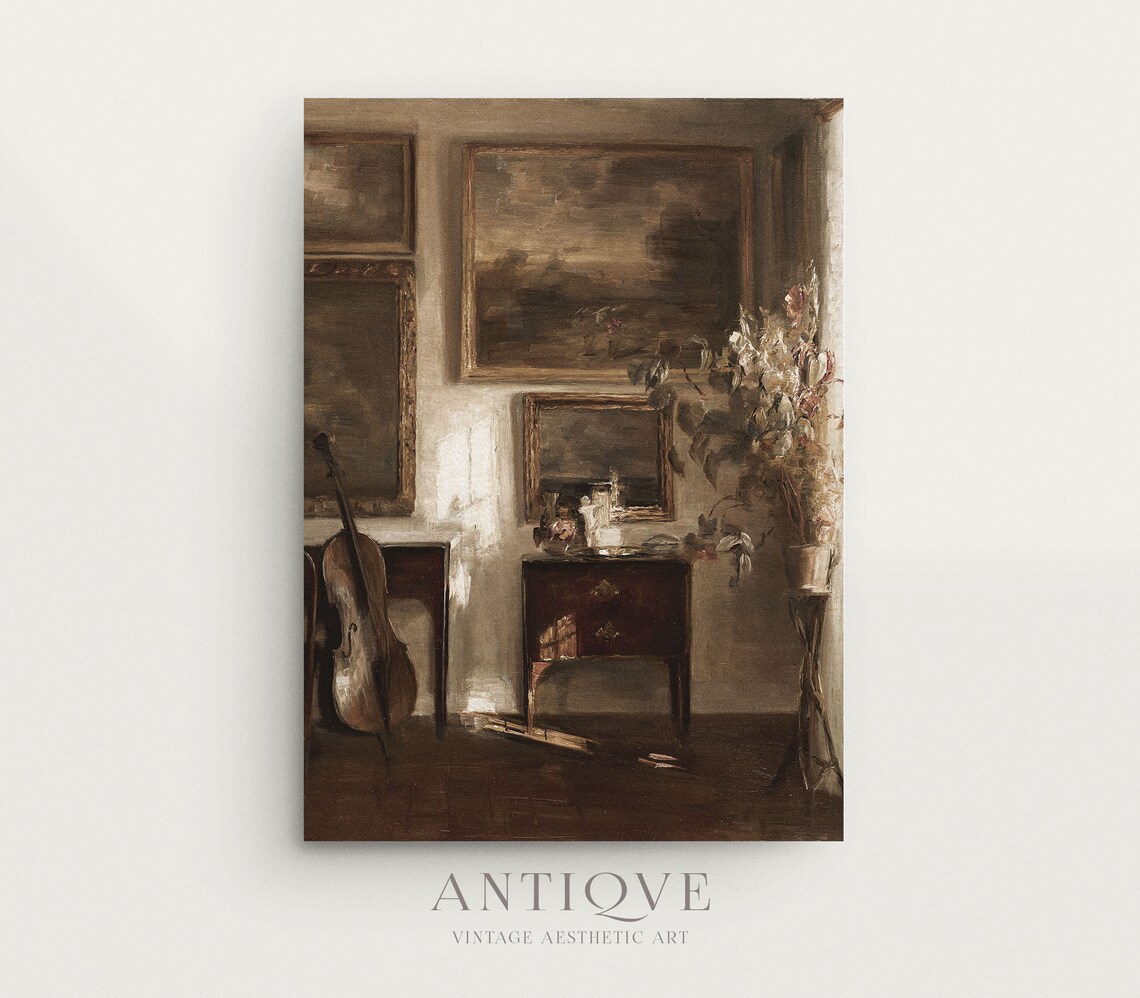 Moody Interiors Cello and Flowers Art Print - Image 3