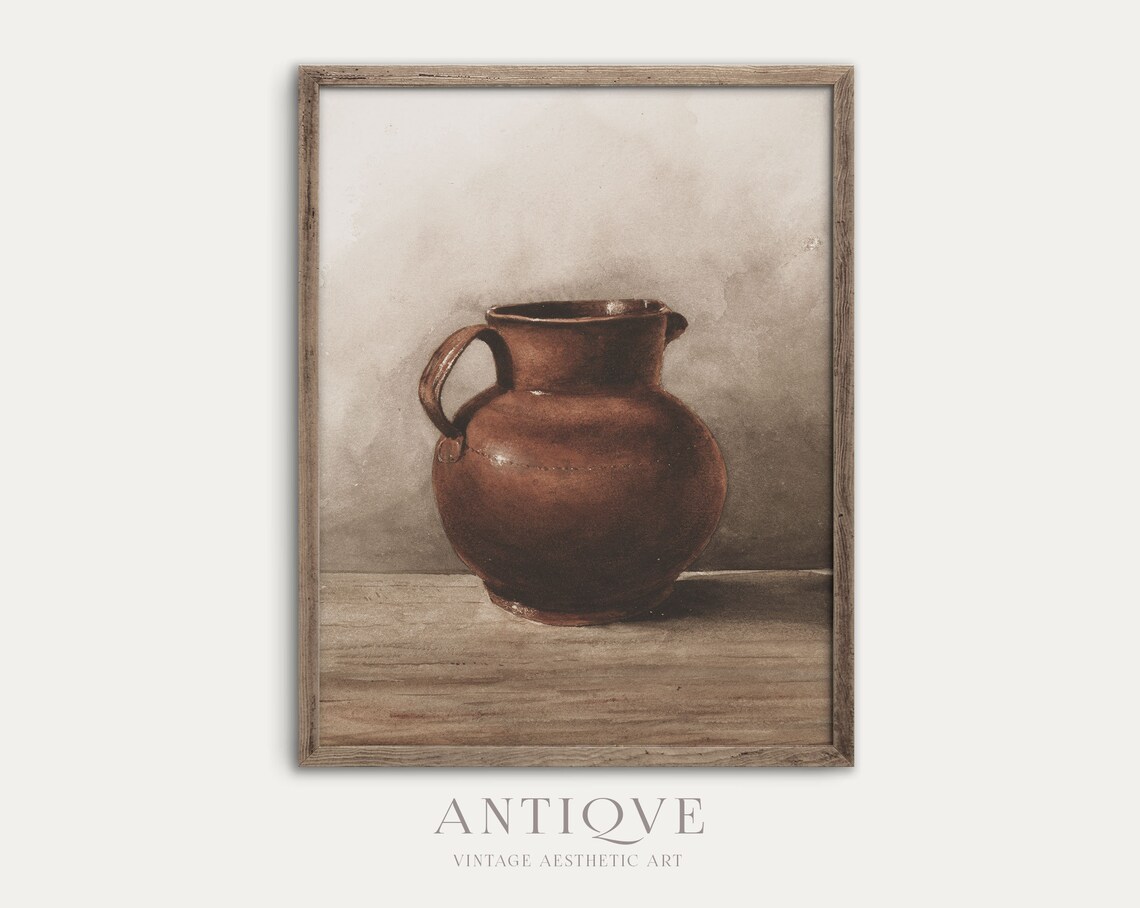 Vintage Rustic Jug Still Life, Kitchen Decor Art Print