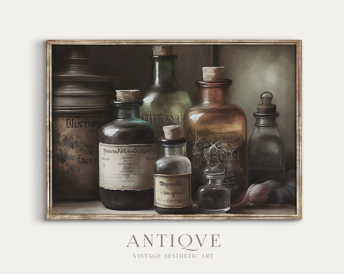 Dark Apothecary Bottles Vintage Witchy Art Print - Image 3