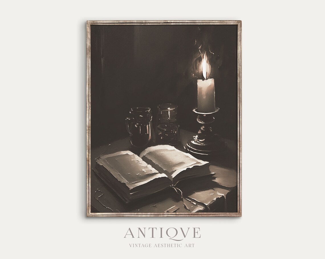 Victorian Book and Candlelight Still Life Art Print