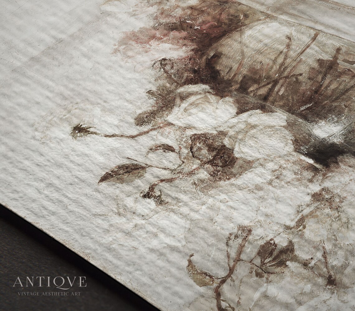 Clear Still Life White Roses In Glass Vase, Art Print - Image 2