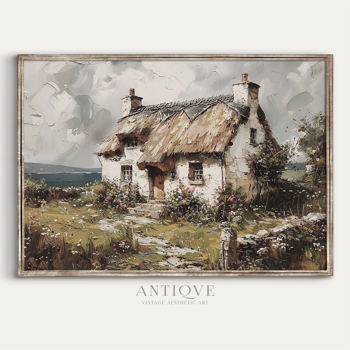 Irish Thatched Cottage Art Print, Irish Countryside