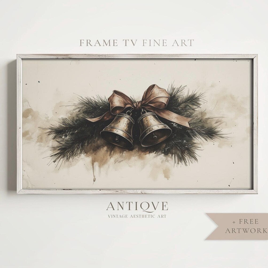 Christmas Bells Neutral Sketch, Elegant Holiday Decor - Image 4