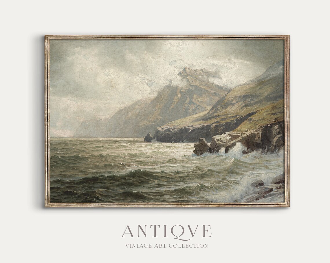 Irish Cliffs Of Donegal Vintage Seascape Art Print - Image 2
