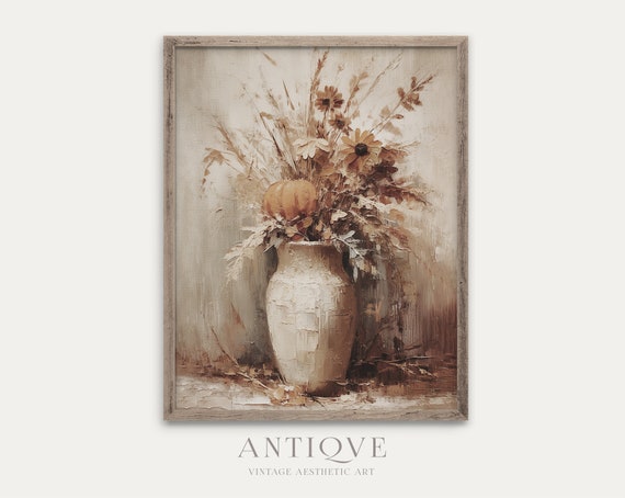 Autumn Flowers in Vase, Still Life Art Print