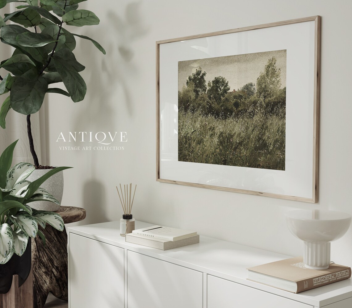 Vintage Cottage Landscape Art Print, Nature - Image 4