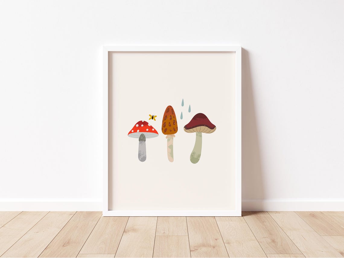 Autumn Mushrooms Trio Fly Agaric Fall Forest Cute Art Print Decor - Image 2