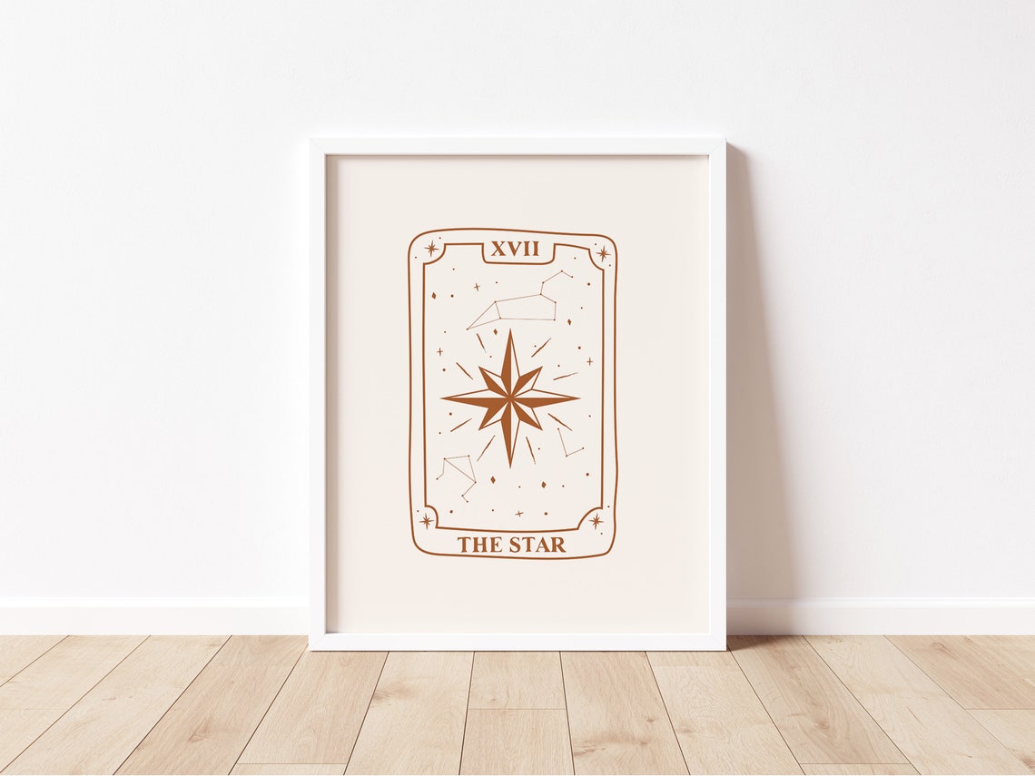 The Star XVII Tarot Card Copper Line Art Celestial Mystic Poster - Image 2