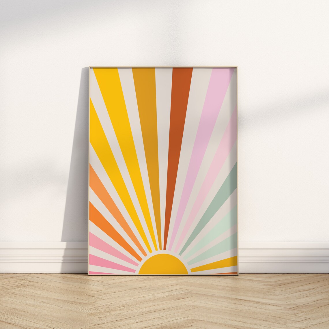 Retro Rainbow Sun Wall Art 70s Art Trendy Colorful Print Nursery Wall Decor Large Dorm Poster - Image 3