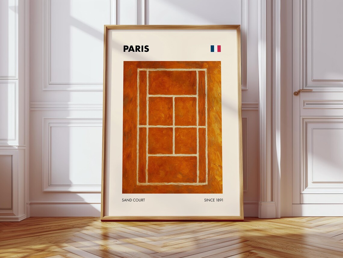 Paris Grand Slam Poster, French Tournament Tennis Art Print