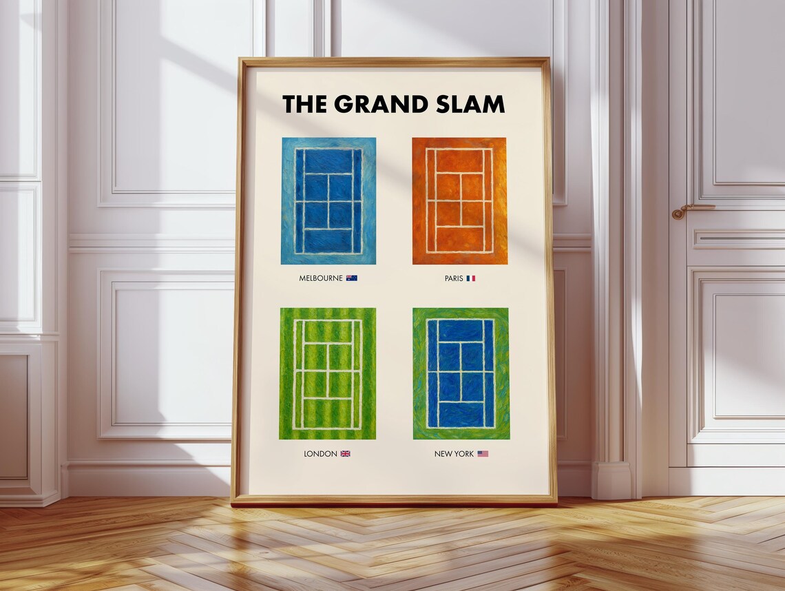 Grand Slam Tennis Poster, Sports Wall Art Print
