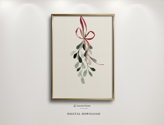 Green Mistletoe Watercolour Illustration Art Print