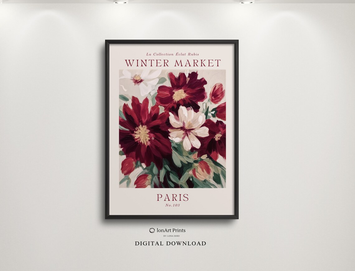 Paris Winter Market Art Print, Festive Holiday Decor