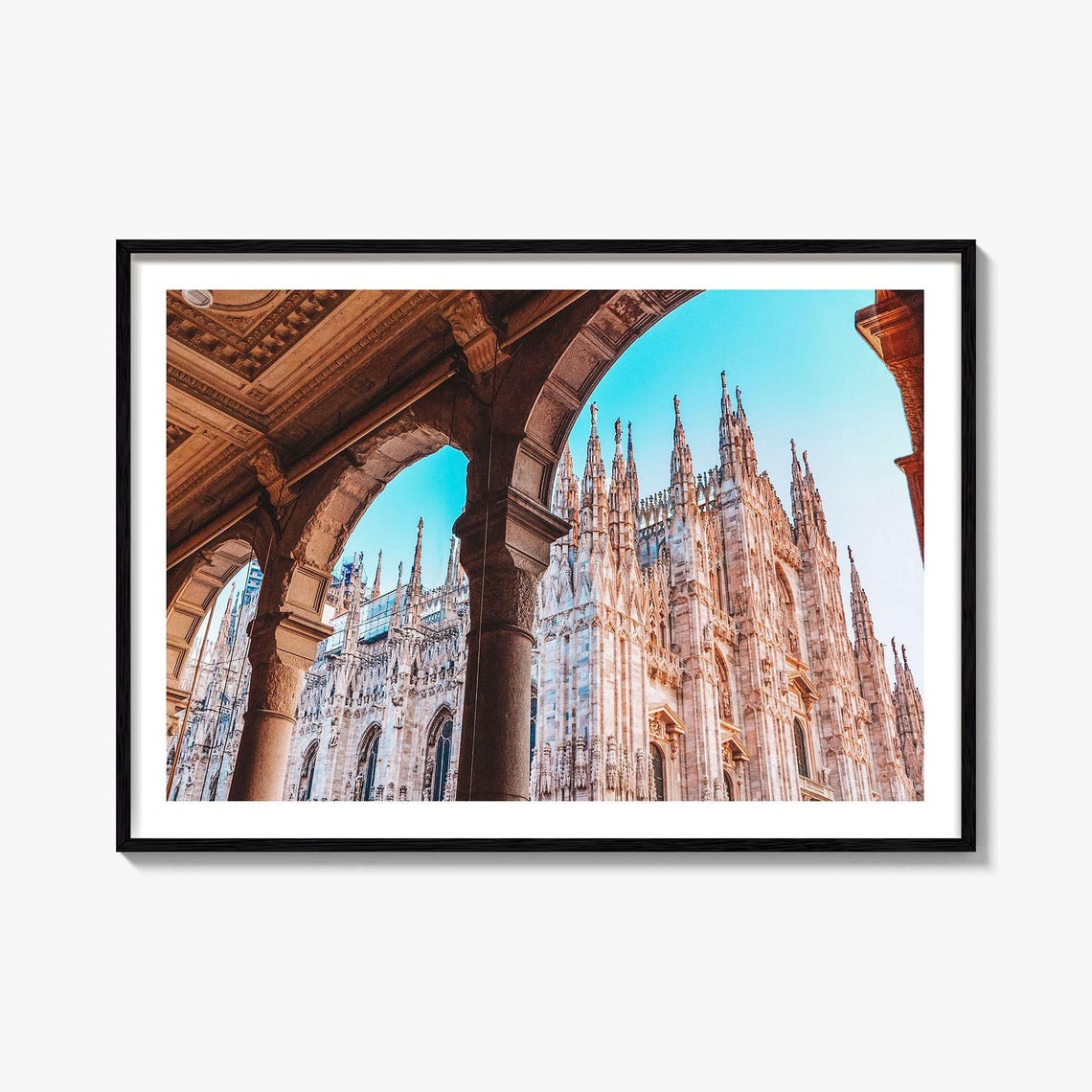 Milan Cathedral Duomo Italy Gothic Spires Through Archway Photo Poster