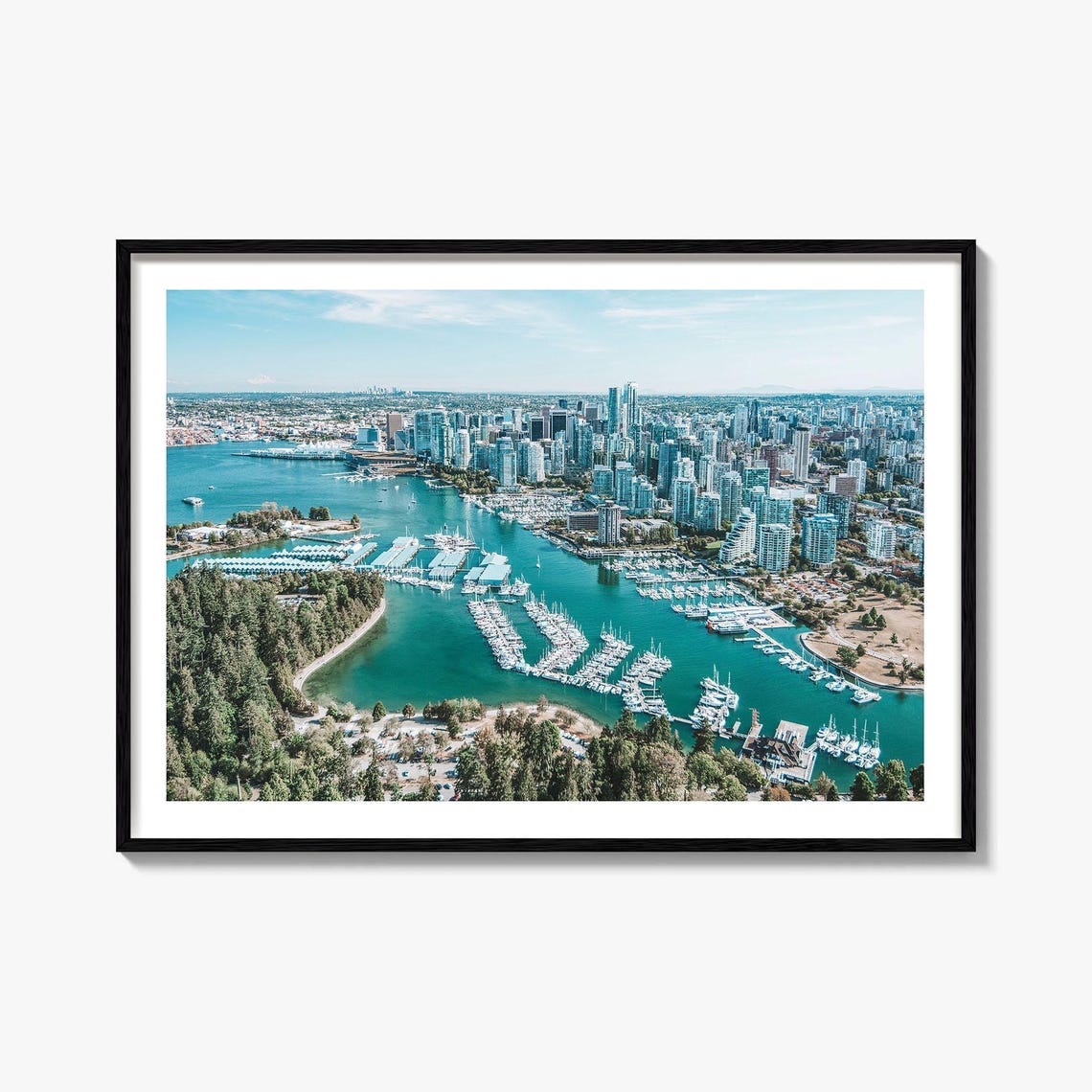 Vancouver Canada Harbor Marina Aerial Photography Skyline Print