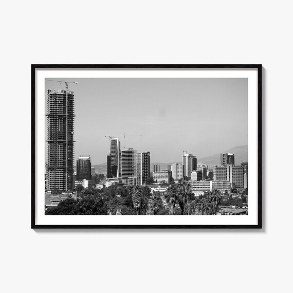 Addis Ababa Ethiopia Modern Skyline Black And White City Poster