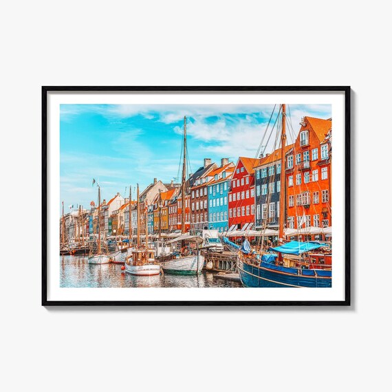 Copenhagen Denmark Nyhavn Harbor Colorful Waterfront Photo Poster
