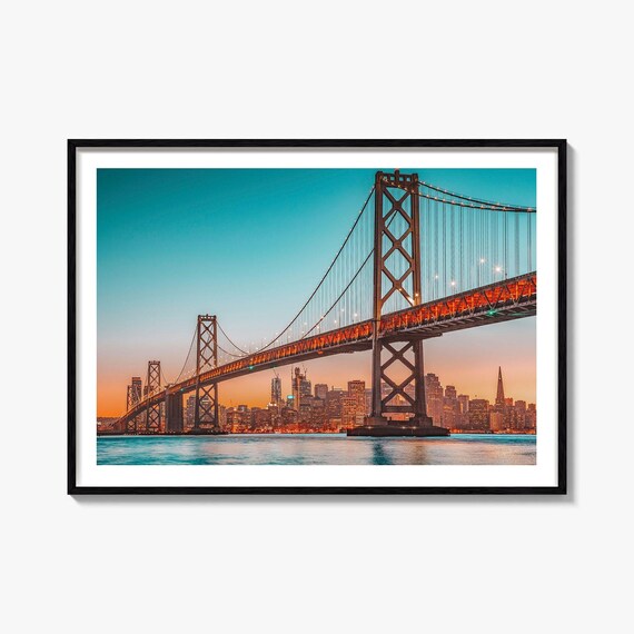 Bay Area Sunset Over The Bay Bridge San Francisco Skyline Poster