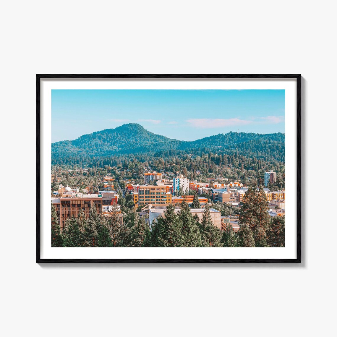 Eugene Oregon Forested Hills Cityscape Aerial Scenic Photo Poster