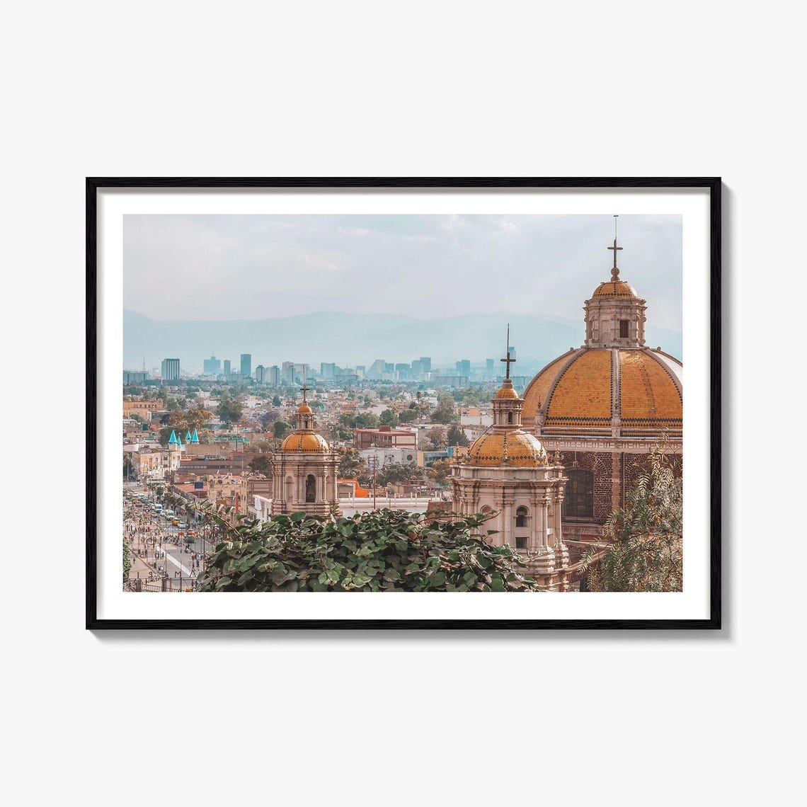 Mexico City Cathedral Domes Golden Light Colonial Skyline Poster