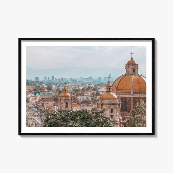 Mexico City Cathedral Domes Golden Light Colonial Skyline Poster