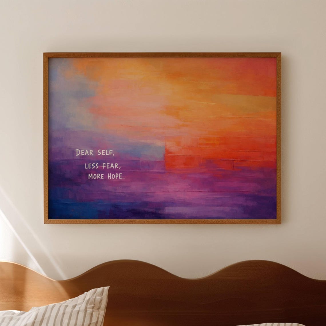 Dear Self Less Fear More Hope Quote Sunset Gradient Painting Poster