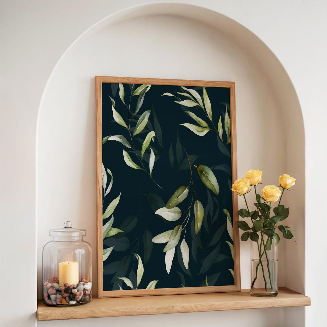 Dark Botanical Eucalyptus Leaves Watercolor Greenery Wall Art - Image 2