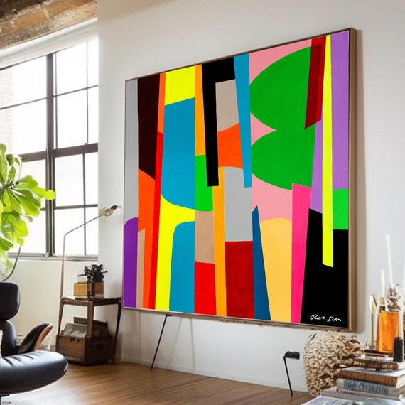 Urban Symphony Colorful Geometric Abstract Art Print On Bold Modern Wall Art Living Room Office Vibrant Decor Unframed