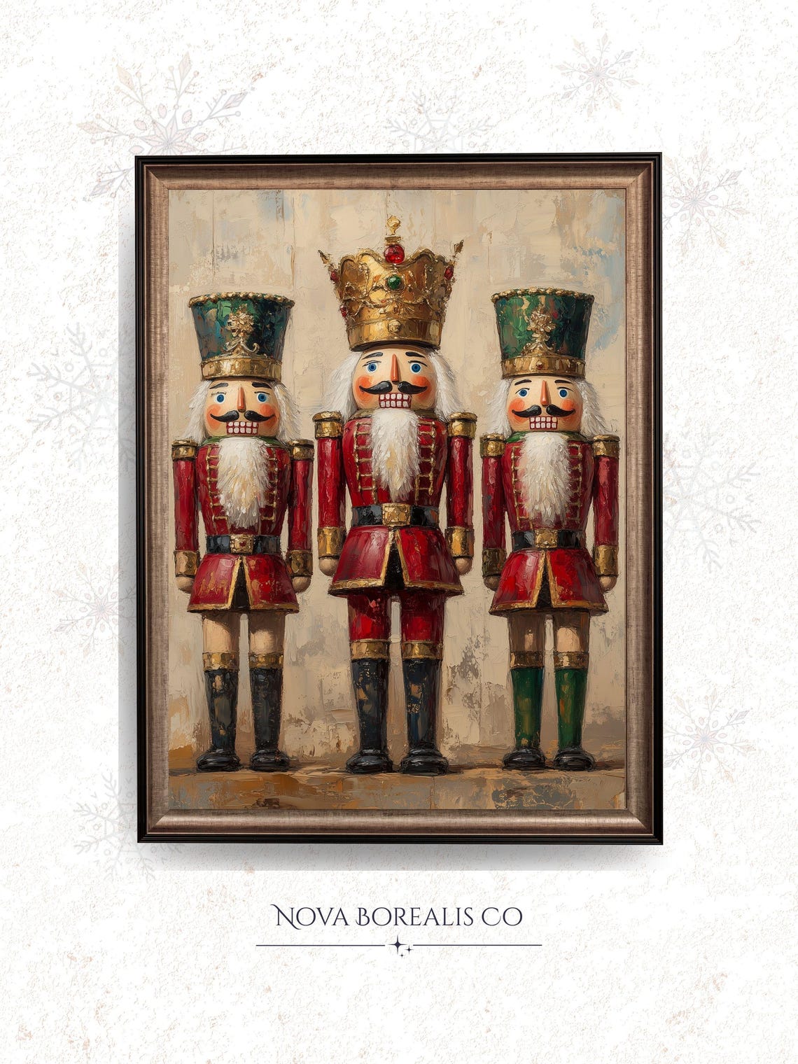 Vintage Nutcracker Trio Red Uniforms Classic Christmas Wall Art