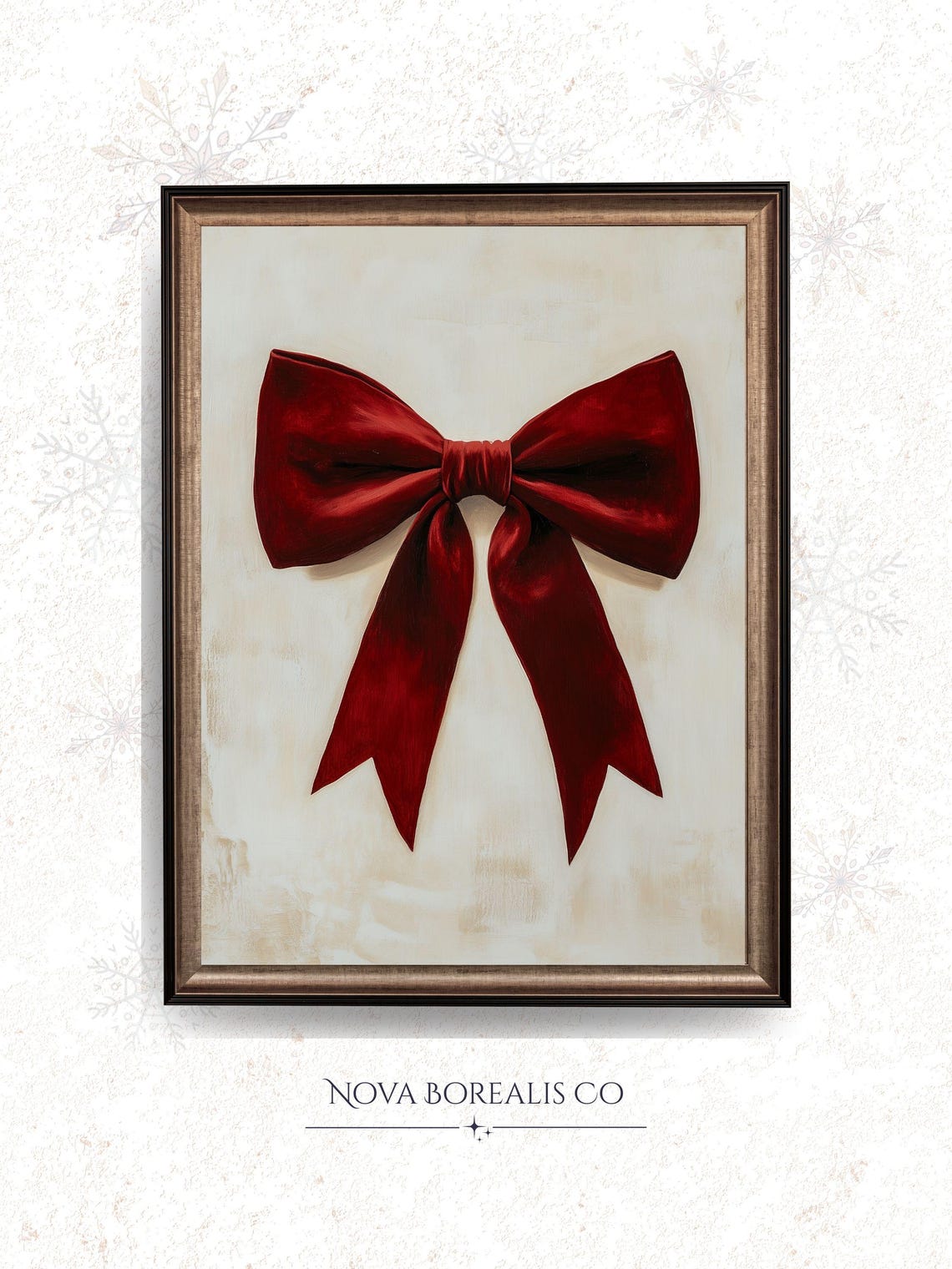 Classic Red Velvet Bow Elegant Vintage Christmas Holiday Wall Art
