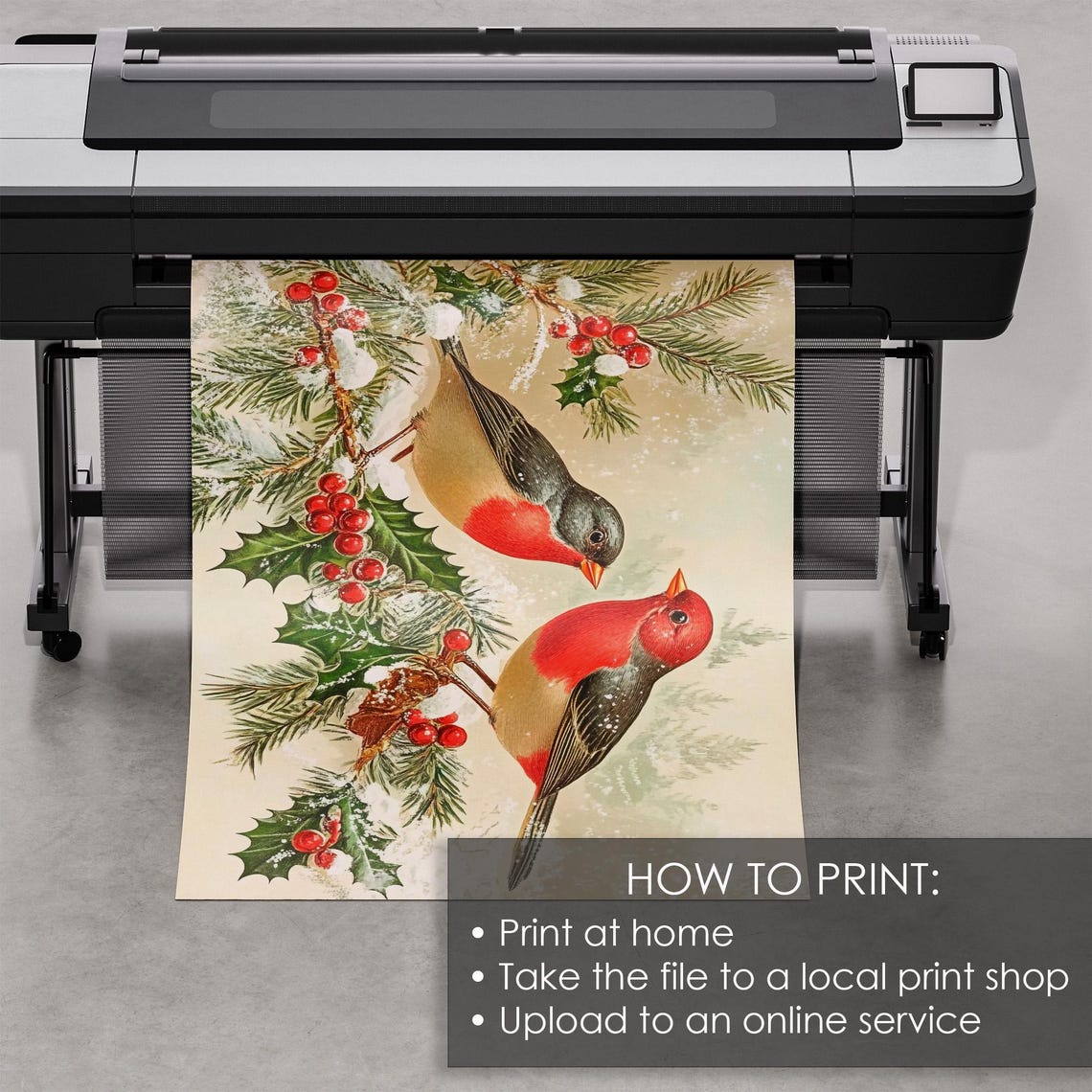 Red Birds on Snowy Holly Berries Winter Cardinal Christmas Poster - Image 5