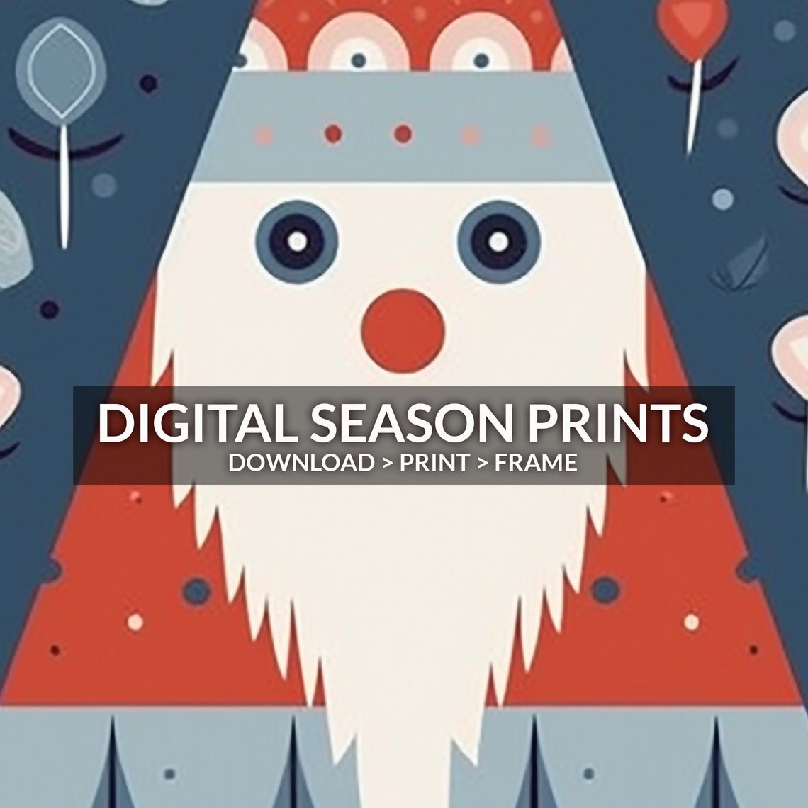 Scandinavian Folk Art Santa Geometric Christmas Nursery Poster - Image 6